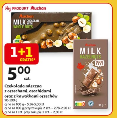 Czekolada mleczna z orzechami arachidowymi Auchan promocja