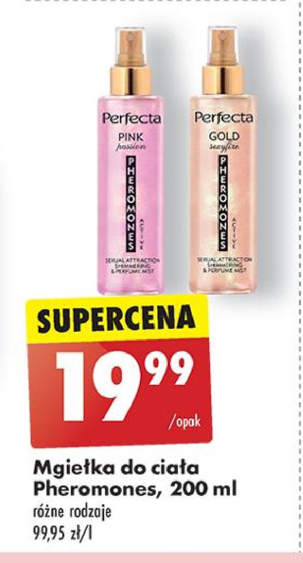 Mgiełka rozświetlająca gold sexyfire Perfecta pheromones active promocja w Biedronka