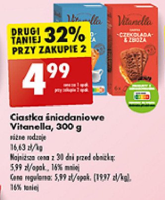 Ciastka czekolada i zboża Vitanella promocja