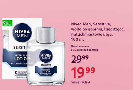 Woda po goleniu łagodząca Nivea men sensitive promocja w Rossmann