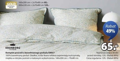 Komplet pościeli z bawełnianego perkalu EMILY KRONBORG promocja w Jysk