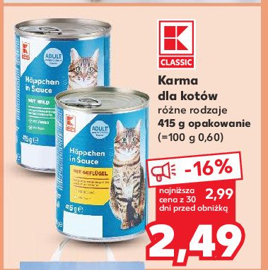 Karma dla kota indyk i wątroba K-classic promocja