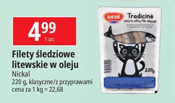 Filety śledziowe tradycyjne w oleju Dese promocja w Leclerc