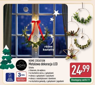 Metalowa dekoracja LED  promocja w Aldi