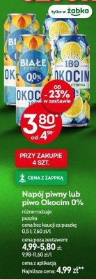 Napój piwny Białe Okocim 0% cytryna promocja w Żabka