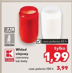 Wkład olejowy biały 60h Kerzen promocja