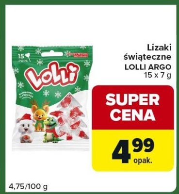Lizaki świąteczne LOLLI ARGO promocja w Carrefour Express