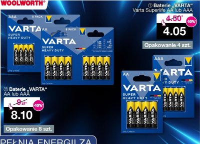 Baterie VARTA Superlife AA lub AAA promocja w Woolworth