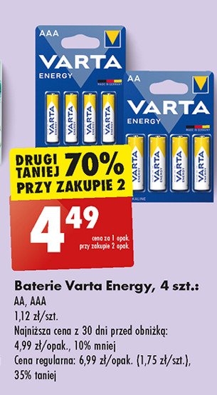 Baterie long life r03 Varta promocja