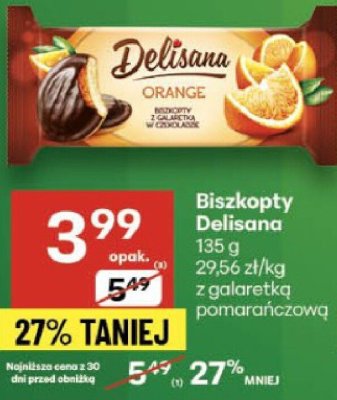 Biszkopty Delisana 135g mleczne, pomarańczowe promocja w Delikatesy Centrum