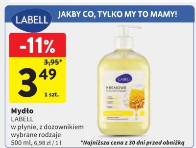 Mydło LABELL w płynie, z dozownikiem wybrane rodzaje promocja w Intermarche