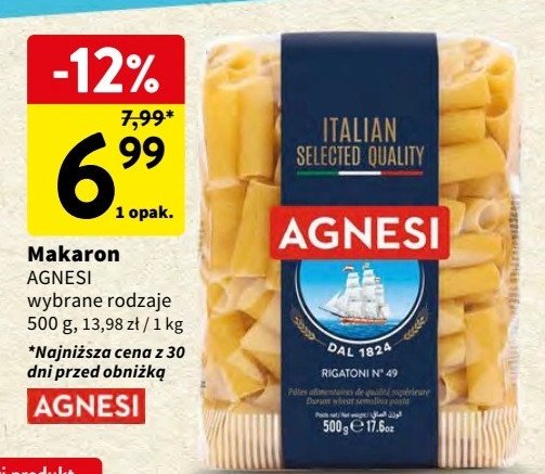 Makaron rigatoni Agnesi promocja