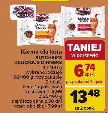 Karma dla kota kurczak + kurczak z indykiem Butcher's delicious dinners promocja