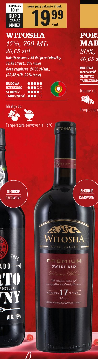 Wino WITOSHA PREMIUM SWEET RED promocja w Biedronka