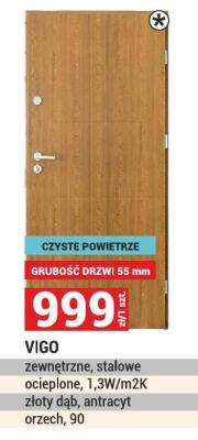 Drzwi VIGO zewnętrzne, stalowe ocieplone, 1,3W/m2K złoty dąb, antracyt orzech, 90 promocja w Merkury Market