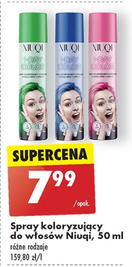 Spray do włosów koloryzujący zielony Niuqi promocja