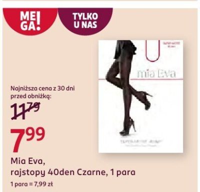 Rajstopy 40den czarne Mia Eva promocja w Rossmann