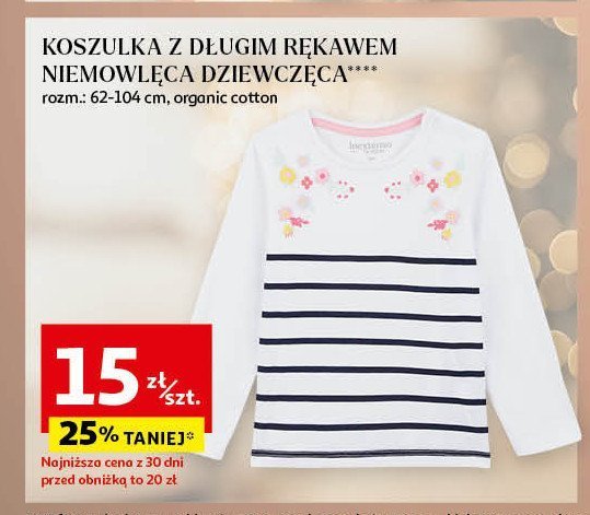 Koszulka dziewczęca 62-104 cm długi rękaw Auchan inextenso promocja w Auchan