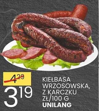 Kiełbasa wrzosowska, z czoszczku zł/100g Unilang promocja w Wafelek