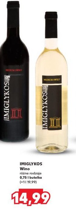 Wino Imiglykos melritos medium sweet white promocja w Kaufland