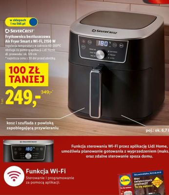 Frytkownica beztłuszczowa Air Fryer Smart z Wi-Fi 2150 W 6,7 L promocja w Lidl