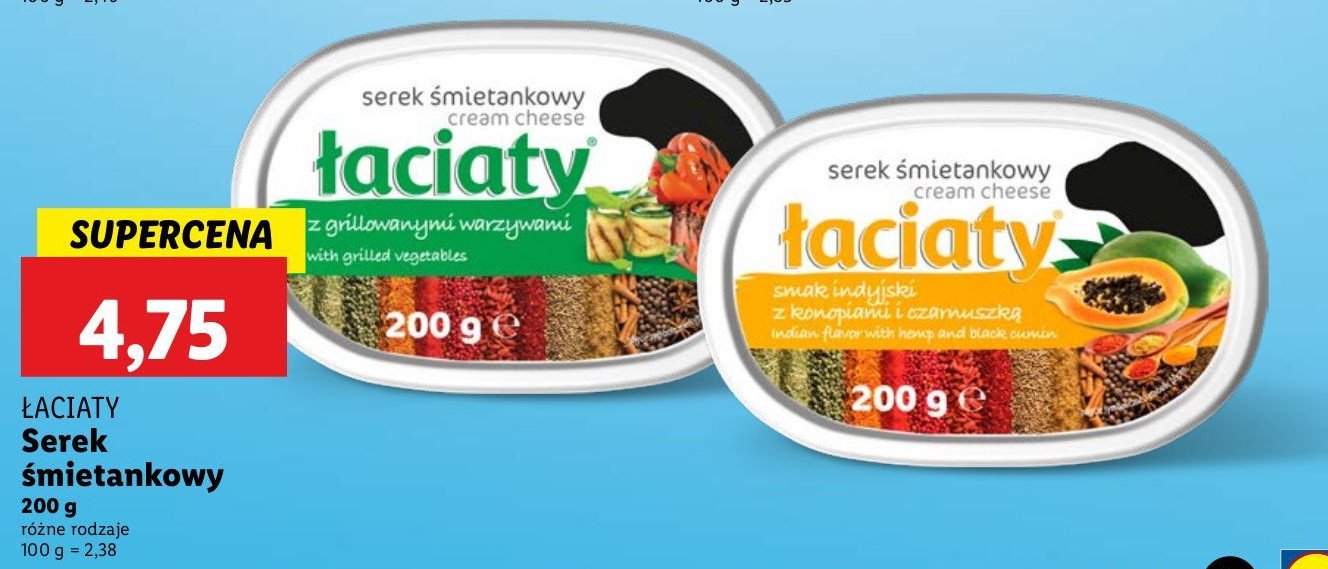Serek śmietankowy indyjski z konopiami i czarnuszką Łaciaty promocja w Selgros