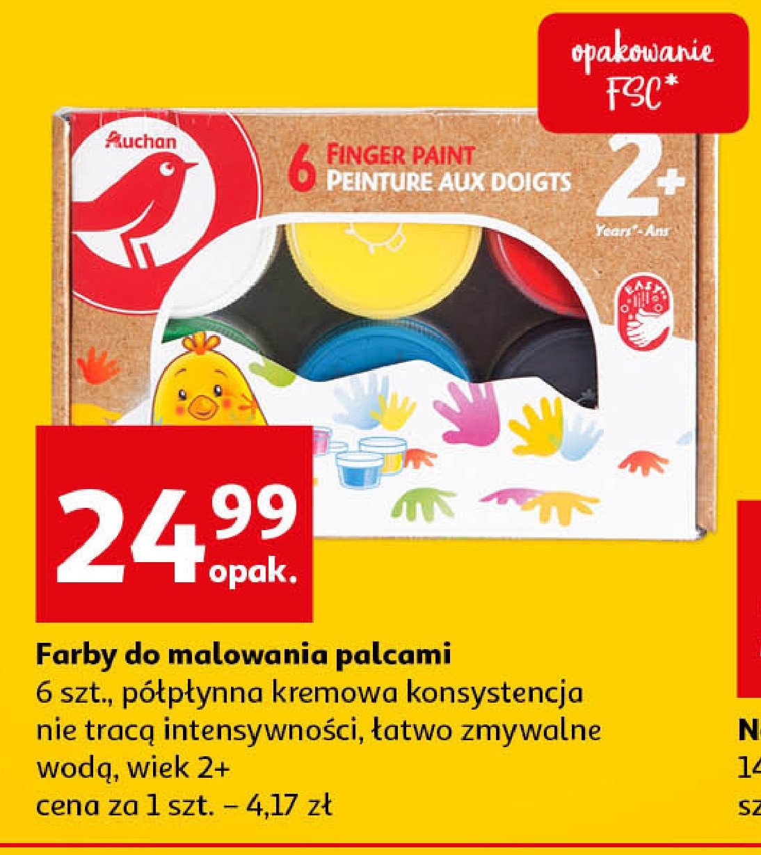 Farby do malowania palcami Auchan różnorodne (logo czerwone) promocja