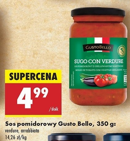 Sos pomidorowy arrabbiata Gustobello promocja w Biedronka