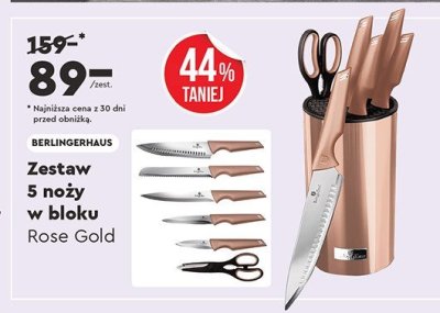Zestaw noży w bloku Rose Gold Berlingerhaus promocja w Biedronka