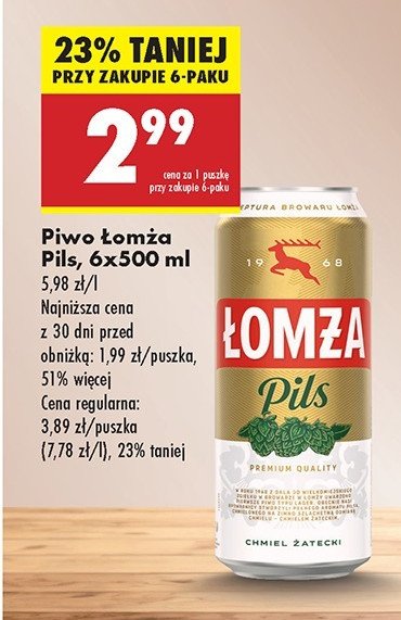 Piwo Łomża pils promocja w Biedronka