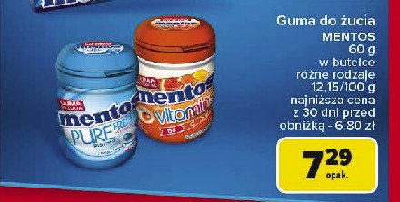 Guma do żucia citrus Mentos vitamins promocja w Carrefour