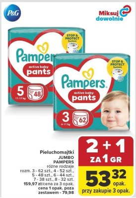 Pieluchomajki JUMBO PAMPERS różne rodzaje promocja w Carrefour