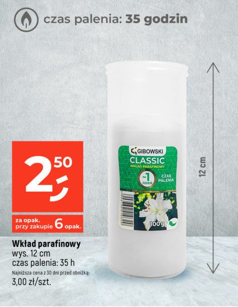 Wk艂ad parafinowy 35 h 100 g Firma gibowski promocja