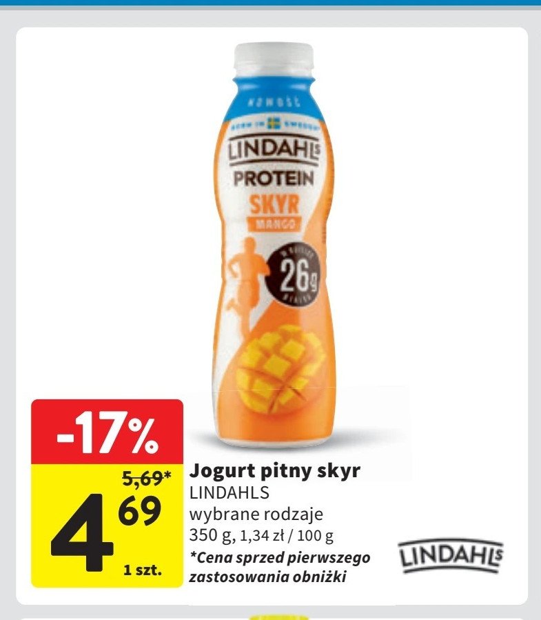 Jogurt skyr mango Lindahls protein promocja w Intermarche