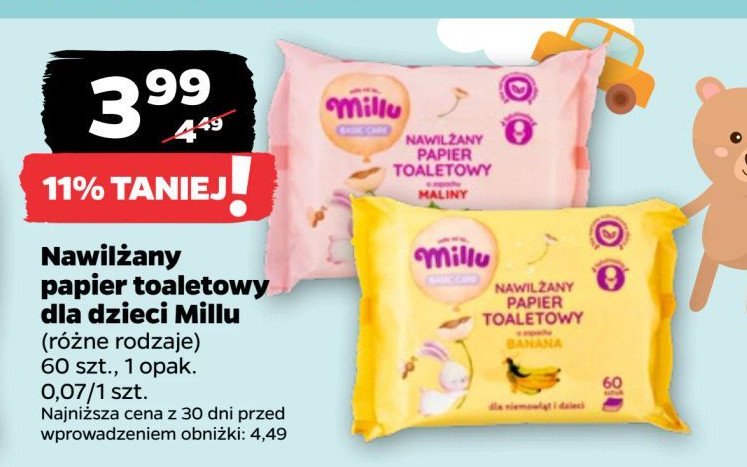 Papier toaletowy nawilżany banana Millu promocja