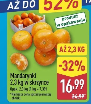 Mandarynki 2,3 kg w skrzynce promocja w Aldi