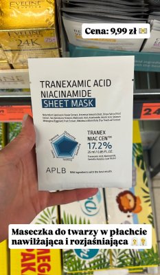 Maseczka w płachcie do twarzy APLB Tranexamic Acid promocja w Biedronka
