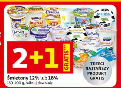 Śmietana 12% lub 18% promocja w Auchan