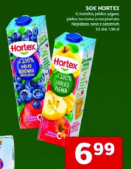 Sok jabłko borówka amerykańska Hortex promocja w Stokrotka