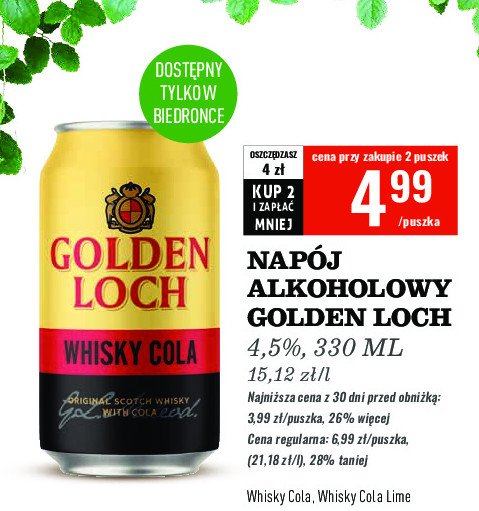 Whisky + cola GOLDEN LOCH promocja