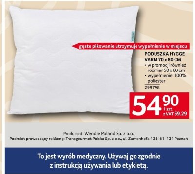 Poduszka Hygge Varm 70 x 80 cm promocja w Selgros