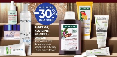 Dermokosmetyki A-DERMA, KLORANE, SOLVERX, URIAGE dermokosmetyki do pielęgnacji, oczyszczania twarzy i ciała oraz włosów promocja w Super-Pharm