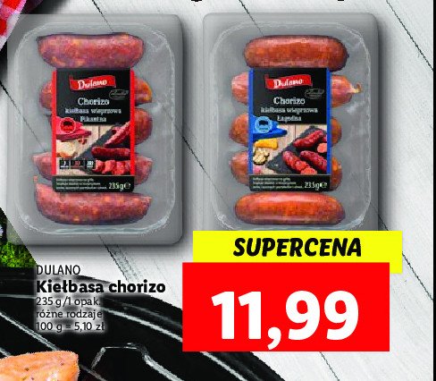 Kiełbasa wieprzowa chorizo łagodna Dulano promocja