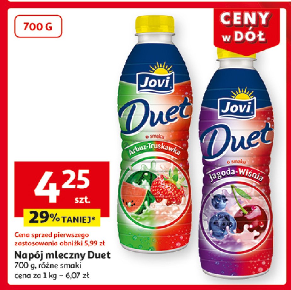 Jogurt jagoda-wiśnia Jovi duet promocja w Auchan