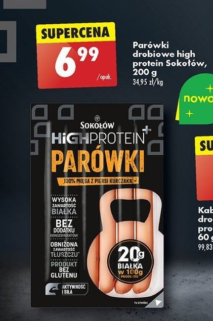 Parówki drobiowe high protein Sokołów promocja