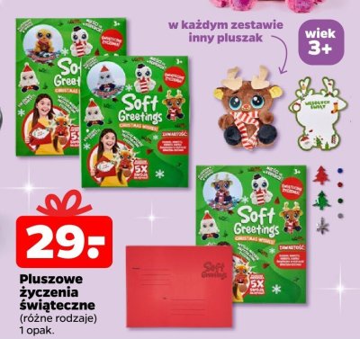 Pluszowe życzenia świąteczne różne rodzaje promocja w Netto
