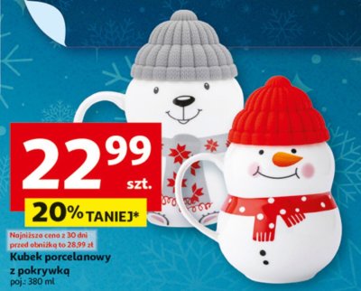 Kubek porcelanowy z pokrywką poj. 380 ml promocja w Auchan