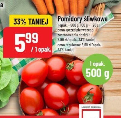 Pomidory śliwkowe 1 opak. - 500 g promocja w POLOmarket