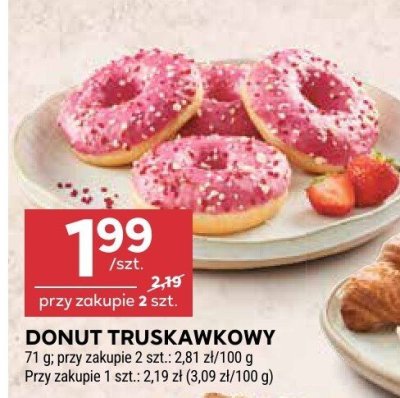 Donut truskawkowy promocja w Stokrotka
