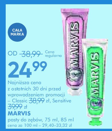 Pasta do zębów sensitive gums mint Marvis promocja w Super-Pharm